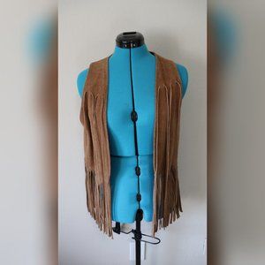 Vintage suede long fringe vest